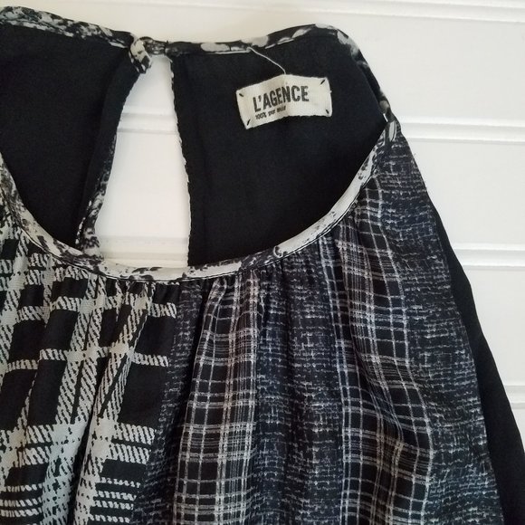 L’agence 100% silk dress black and white patterned SZ 4 - Picture 4 of 5